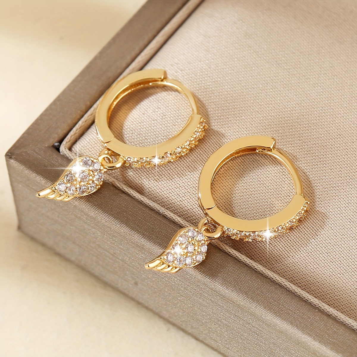CZ Angel Wings Dangle Earrings for Women